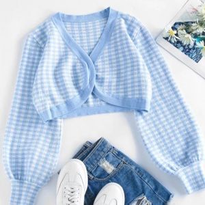 Plaid Cropped Cardigan